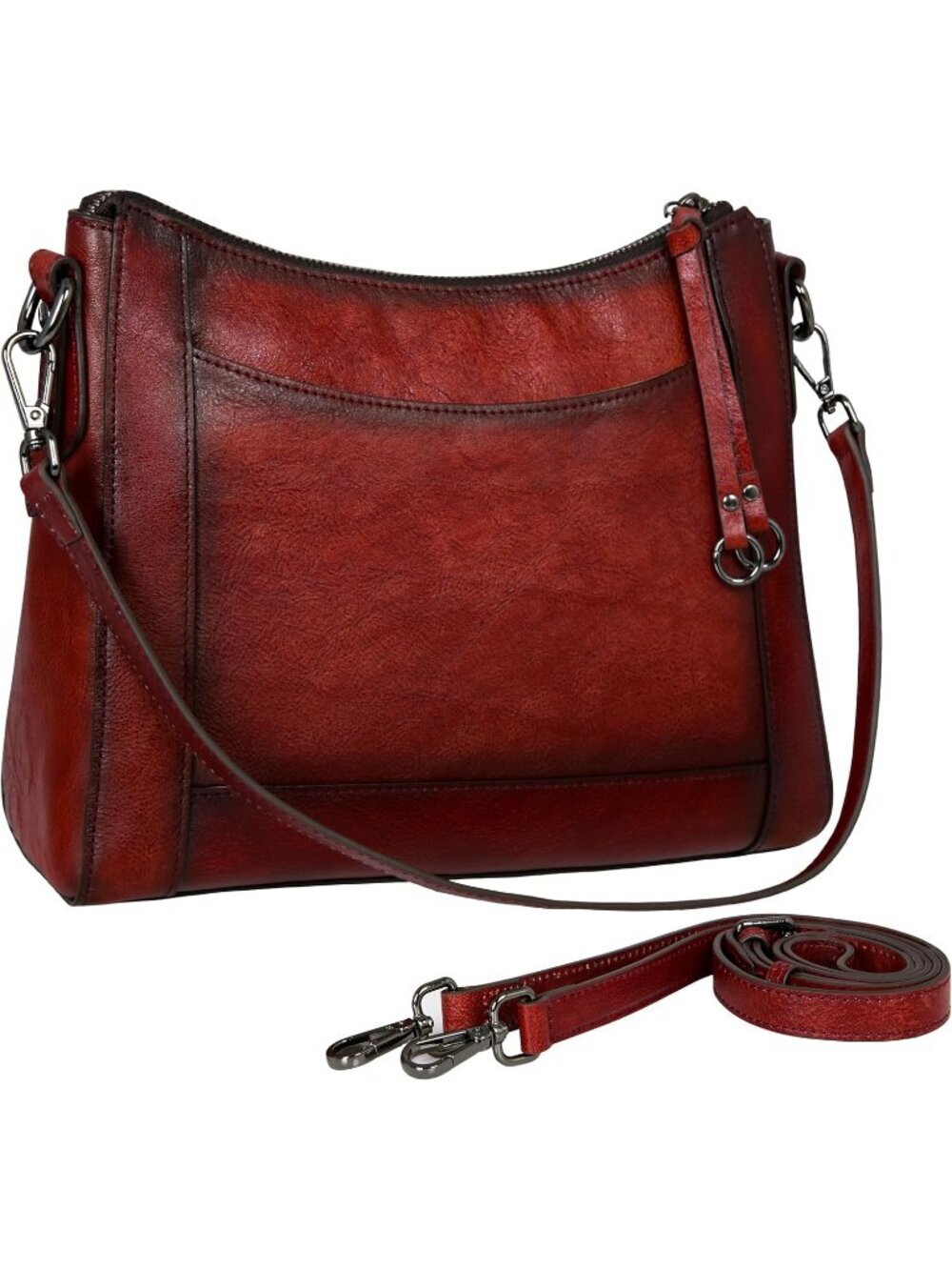 Women's Wine Leather Crossbody Fashion Satchel Handbags with Adjustable Straps